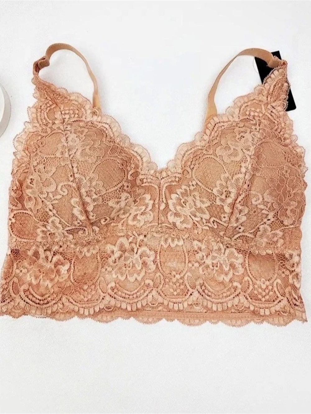 Love and Repeat Nude Floral Lace Longline Bralette Adjustable Straps NWT